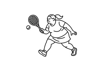 Hand drawn illustrations plus size individuals engaged in sport or fitness activities