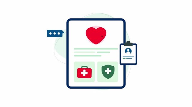 Medical app heart symbol for patient care. Suitable for digital healthcare websites, medical apps, and online health resources.