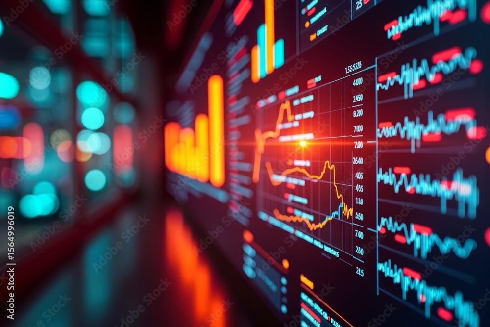 Poster visualizing the fusion of data technology and business dashboards in a futuristic photo series
