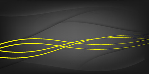 Dark abstract background with smooth black curves and flowing yellow lines, ideal for tech, corporate, or modern digital design themes.