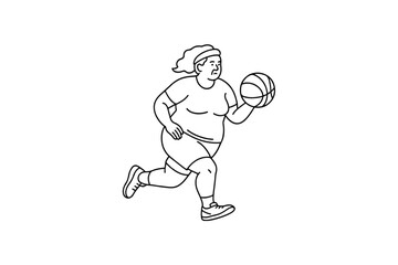 Hand drawn illustrations plus size individuals engaged in sport or fitness activities