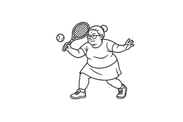 Hand drawn illustrations plus size individuals engaged in sport or fitness activities
