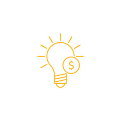 Business idea light bulb with dollar icon. line blub icon, illustration on transparent background.