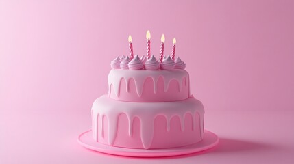 Celebratory Pink Bliss - Birthday Cake Icon on Soft Pastel Background