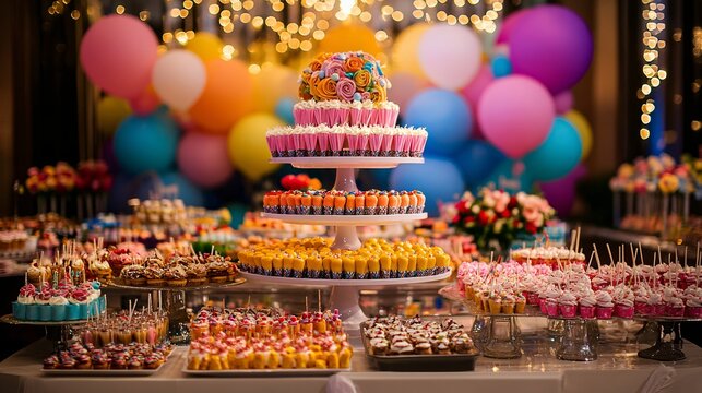 Festive 76th Birthday Party Table with Delicious Sweets and Refreshing Drinks
