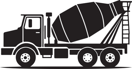Fototapeta premium Cement Truck Silhouette Vector Illustration on Transparent Background