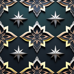 Obraz premium Seamless Islamic Ornament with Metallic Rose Gold and Silver Style