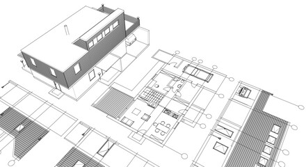 architecture modern house 3d illustration