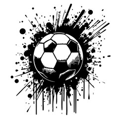 Soccer ball Silhouette Grunge Splatter and Dripping Spray Effects