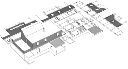 architecture modern house 3d illustration