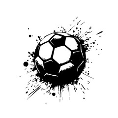 Soccer ball Silhouette Grunge Splatter and Dripping Spray Effects