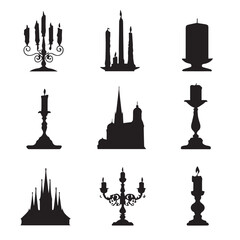 Fototapeta premium set of black silhouettes of candles