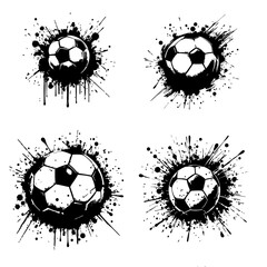 Soccer ball Silhouette Grunge Splatter and Dripping Spray Effects