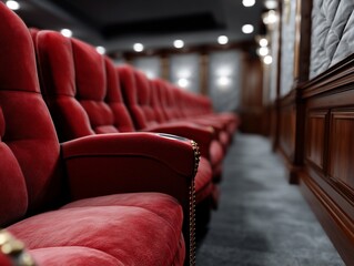 Obraz premium Luxurious red velvet theater seating