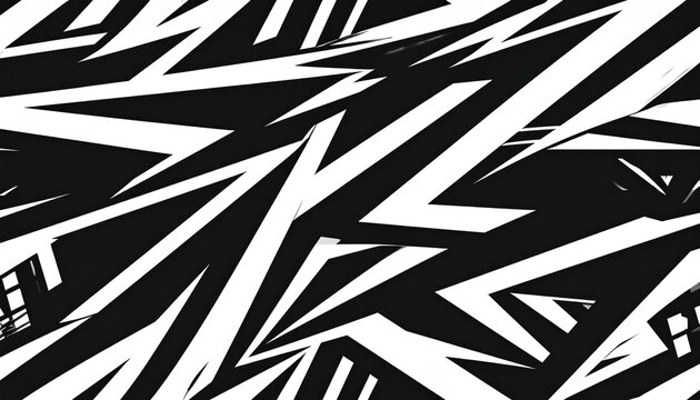 Chaotic monochrome pattern with jagged lines and angular shapes in stark contrast