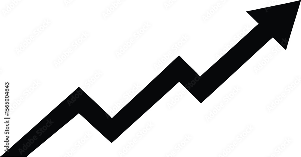 Poster vector art of a green upward trending arrow with a zigzag pattern