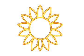 Golden sunburst icon glowing with warm summer energy, symbolizing nature's radiance and cheerful design potential, featuring clean transparent background