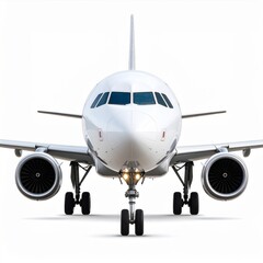 Fototapeta premium White Airplane Front View Isolated on White Background