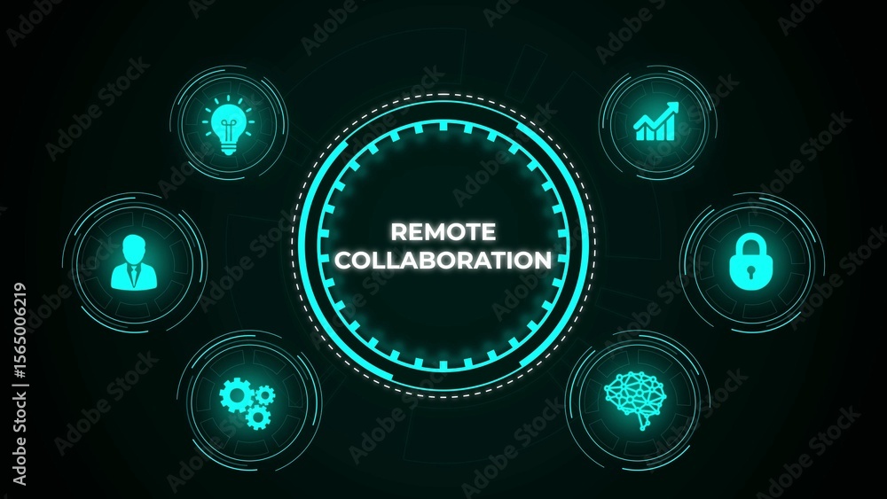 Poster digital concept of remote collaboration depicting teamwork and idea sharing for business