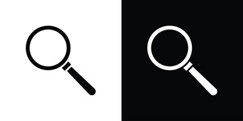 Magnifying glass icon silhouette vector flat illustration design pack.