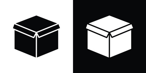 Open box icon silhouette vector flat illustration design pack.