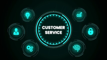 Futuristic customer service concept depicting solutions strategy communication and innovation