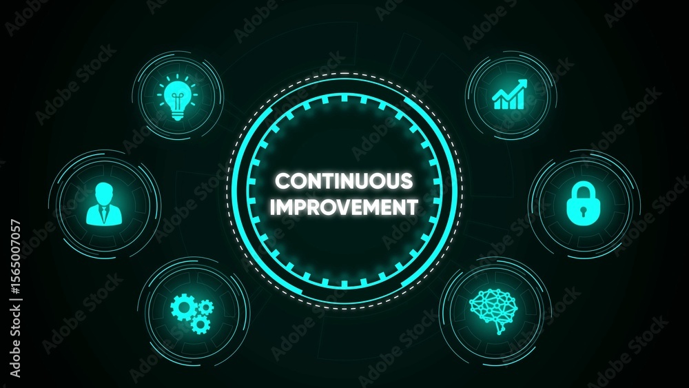 Poster conceptual illustration representing continuous improvement and various business strategies and idea