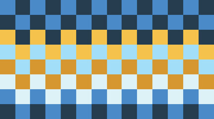 Colorful seamless checkered pattern in yellow, blue, and navy tones. Geometric abstract background perfect for textiles, wallpapers, wrapping paper, or digital design