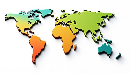 Obraz premium A clean flat design of a world map showing climate zones with distinct color coding for tropical, arid, temperate, and polar regions.