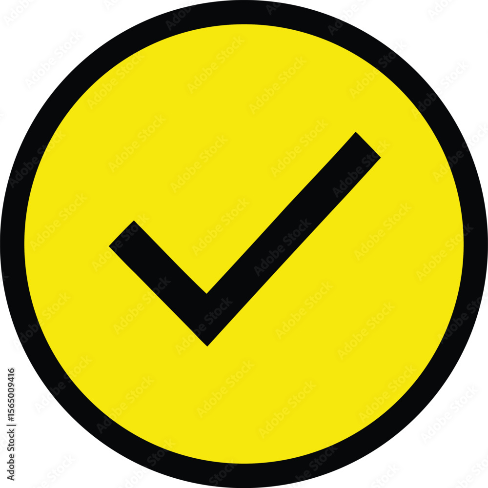 Poster vector art of a black check mark in a yellow circle