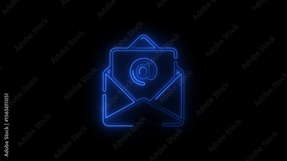 Poster email opening animated icon. 4k white on black animated envelope linear icon. letter and . send comp