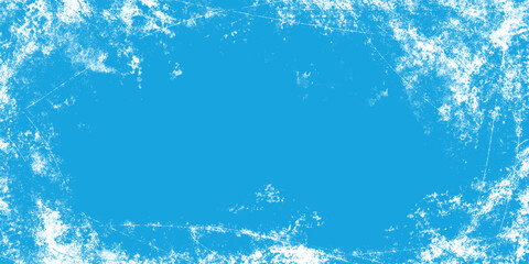 Abstract Grunge Textured Winter Frame in Icy Blue Tones. Vintage ice skating backdrop with scratch marks and torn edges perfect for cards, web, print, covers, banners