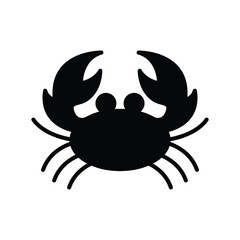Smiling Crab Vector Silhouette, Fun Sea Creature Icon for Beach-Themed Designs.