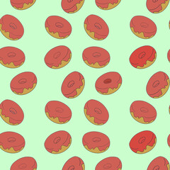 Seamless Pattern of Donuts With Frosting on a Light Background