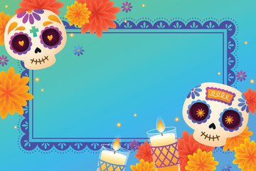 skull with flowers dia de muertos