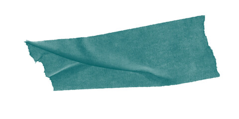 Flat teal duct tape with wrinkles – isolated on transparent background for digital artwork, scrapbooking, texture design, or craft visual compositions.
