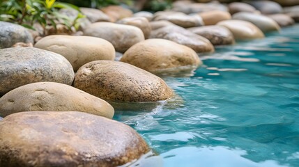 Serene Poolside Rocks and Tranquil Water