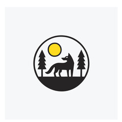 Wolf silhouette with a moonlit forest background vector isolated