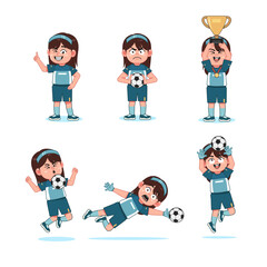 Cute Girl Character Playing Football