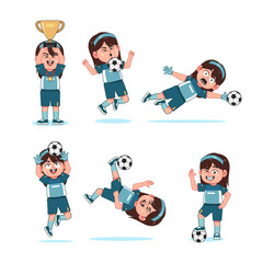 Cute Girl Character Playing Football Collections
