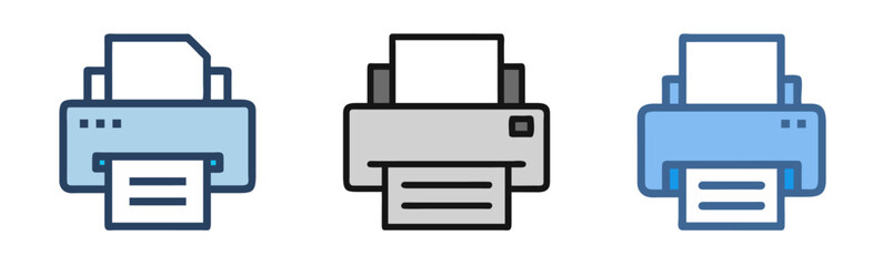 different styles of printer icons  symbolize document printing