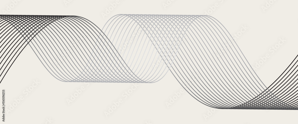 Aufkleber abstract vector background with black wavy lines. vector