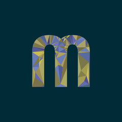 Alphabet M logo, 3d bold capital alphabet letter logo design, triangle, glass texture effect, jungle forest color