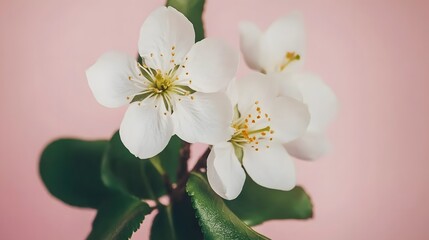 Delicate White Blossoms Spring Flowers Pink Background