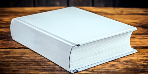 Thick Blank White Book on Wooden Table