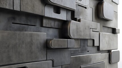 Abstract Metallic Grey Geometric Blocks Texture Background