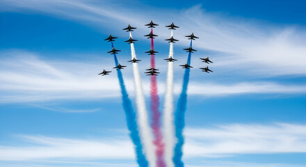 Bastille Day Air Show: French Patriotism with Jet Formation and Tricolor Smoke Trails