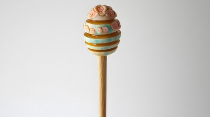 Decorative Honey Dipper with Roses and Stripes