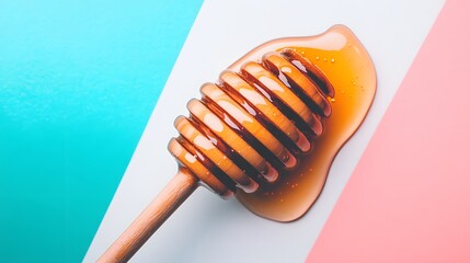 Sweet Honey Drizzle Dipper on Colorful Background