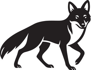 Walking fox silhouette elegant animal design, Forest creature in black and white vector
